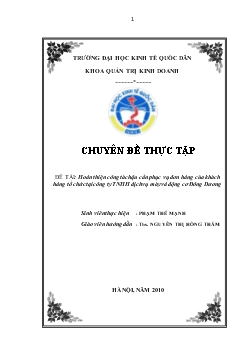 Hoàn thiện công tác hậu cần phục vụ đơn hàng của khách hàng tổ chức tại Công ty TNHH dịch vụ máy và động cơ Đông Dương