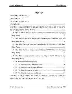 Hoàn thiện công tác kế toán nguyên vật liệu tại Công ty TNHH Đầu tư và Xây dựng Đông Phong (nhật ký chung - Ko lý luận)