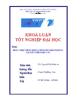 Hoàn thiện hoạt động chăm sóc khách hàng tại viễn thông Hà Tây