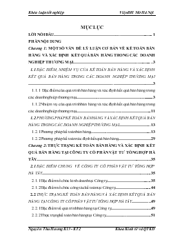 Hoàn thiện kế toán bán hàng và xác định kết quả bán hàng tại Công ty cổ phần Vật Tư Tổng Hợp Hà Tây
