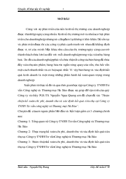 Hoàn thiện kế toán chi phí, doanh thu và xác định kết quả tiêu thụ tại Công ty TNHH Tư vấn công nghệ và Thương mại Hà Bảo (ko lý luận)