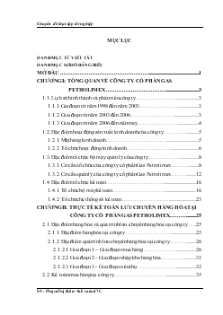 Hoàn thiện kế toán lưu chuyển hàng hoá tại Công ty cổ phần Gas Petrolimex (nhật ký chứng từ - Ko lý luận - máy)