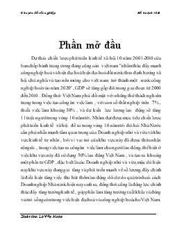 Hoàn thiện một số chính sách kinh tế phát triển Doanh nghiệp nhỏ và vừa ở Việt Nam trong giai đoạn CNH HĐH đất nước