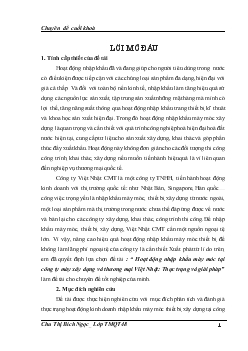 Hoạt động nhập khẩu máy móc tại Công ty máy xây dựng và thương mại Việt Nhật: Thực trạng và giải pháp