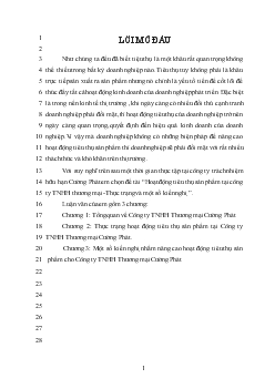 Hoạt động tiêu thụ sản phẩm tại công ty TNHH thương mại - Thực trạng và một số kiến nghị