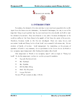 Hotel or tour company report with our topic is Thang Loi hotel