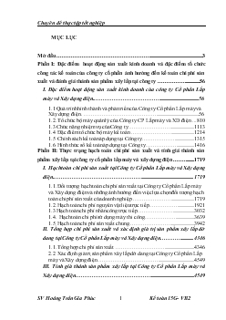 Kế toán chi phí sản xuất và tình giá thành sản phẩm xây lắp tại Công ty cổ phần Lắp máy và Xây dựng điện (ko lý luận - Nhật ký chung)