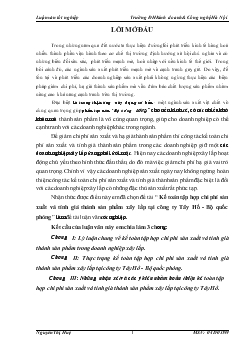 Kế toán tập hợp chi phí sản xuất và tính giá thành sản phẩm xây lắp tại Công ty Tây Hồ - Bộ quốc phòng
