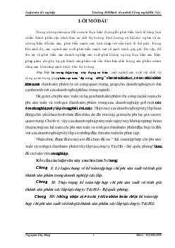 Kế toán tập hợp chi phí sản xuất và tính giá thành sản phẩm xây lắp tại Công ty Tây Hồ - Bộ quốc phòng