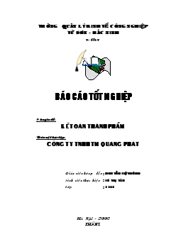 Kế toán thành phẩm tại Công ty TNHH TM Quang Phát