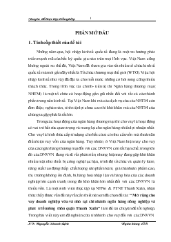 Mở rộng cho vay Doanh nghiệp vừa và nhỏ tại chi nhánh Ngân hàng nông nghiệp và phát triển nông thôn (AgriBank) quận Thanh Xuân