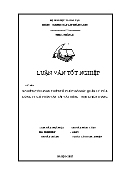 Một số giải pháp nhằm hoàn thiện bộ máy tổ chức, bộ máy quản lý tại Công ty cổ phần Vận Tải và Thương Mại Chiến Thắng