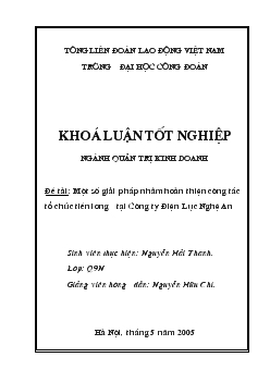 Một số giải pháp nhằm hoàn thiện công tác tổ chức tiền lương tại Công ty Điện Lực Nghệ An
