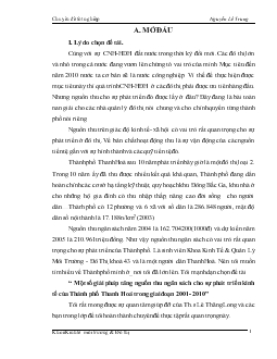 Một số giải pháp tăng nguồn thu ngân sách cho sự phát triển kinh tế của Thành phố Thanh Hoá trong giai đoạn 2001- 2010
