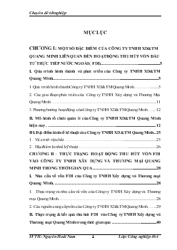 Một số giải pháp thu hút FDI vào Công ty TNHH Xây dựng và thương mại Quang Minh
