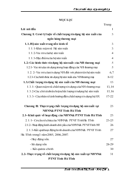 Nâng cao chất lượng Tín dụng hộ sản xuất tại Ngân hàng nông nghiệp và phát triển nông thôn (AgriBank) Tỉnh Hà Tĩnh