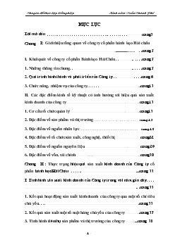 Nâng cao hiệu quả sản xuất kinh doanh của Công ty cổ phần bánh kẹo Hải châu