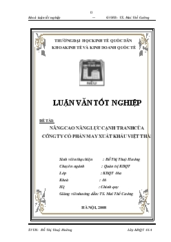 Nâng cao năng lực cạnh tranh của Công ty cổ phần May XK Việt Thái