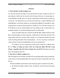 Nâng cao năng lực cạnh tranh của trung tâm phân thối thời trang Winny trong điều kiện Việt Nam là thành viên của WTO
