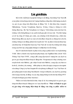 Phát triển dịch vụ giá trị gia tăng trên mạng điện thoại di động của Công ty phần mềm và truyền thông VASC