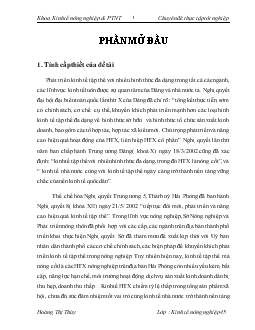 Phương hướng, các giải pháp nhằm phát triển hợp tác xã nông nghiệp ở Thuỷ Nguyên