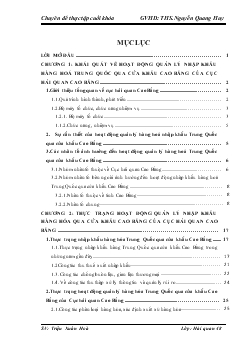 Quản lý hoạt động nhập khẩu hàng hoá Trung Quốc qua cửa khẩu Cao Bằng của Cục Hải quan Cao Bằng: Thực trạng và giải pháp hoàn thiện