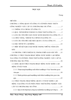 Quản lý xuất khẩu lao động tại Công ty cổ phần phát triển công nghiệp - Xây lắp và thương mại Hà Tĩnh