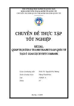 Quản trị rủi ro tronh thanh toán quốc tế tại Sở Giao dịch Ngân hàng thương mại cổ phần ngoại thương - Vietcombank