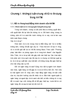 Rủi ro trong hoạt động kinh doanh của Ngân hàng Thương mại