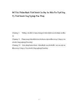 Thẩm định tài chính các dự án đầu tư tại Công ty tài chính công nghiệp tàu thuỷ