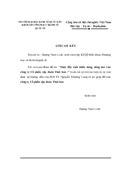 Thúc đẩy hoạt động xuất khẩu hàng nông sản của Công ty cổ phần Tập đoàn Thái Sơn