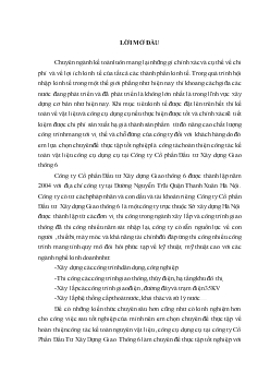 Thực tế công tác kế toán vật liệu, công cụ dụng cụ tại Công ty cổ phần đầu tư xây dựng giao thông 6 (nhật ký chung - Ko lý luận - máy)