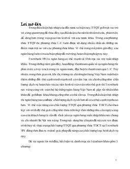 Thực trạng chất lượng thanh toán tín dụng qua phương thức thanh toán tín dụng chứng từ (L/C) tại Ngân hàng thương mại cổ phần XNK HN - Eximbank