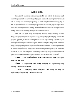 Thực trạng chất lượng tín dụng của Ngân hàng thương mại cổ phần Công Thương (VietinBank) chi nhánh Ba Đình