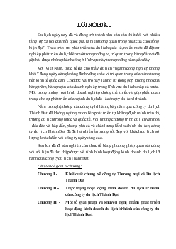 Thực trạng hoạt động kinh doanh du lịch lữ hành của Công ty du lịch Thành Đạt