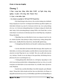 Thực trạng hoạt động thẩm định dự án đầu tư tại Ngân hàng nông nghiệp và phát triển nông thôn (AgriBank) Thanh Hoá