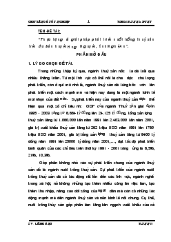 Thực trạng và giải pháp phát triển nuôi trồng thuỷ sản trên địa bàn huyện Hưng Nguyên, tỉnh Nghệ An