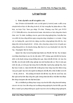 Thực trạng và phương hướng tiếp tục giải quyết việc làm cho lao động nông nghiệp sau khi bị thu hồi đất ở quận Cầu Giấy