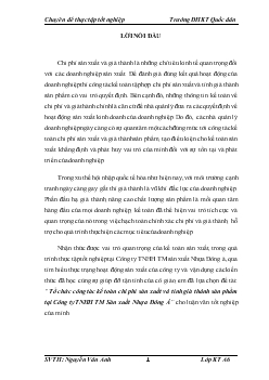 Tổ chức công tác kế toán chi phí sản xuất và tính giá thành sản phẩm tại Công ty TNHH TM Sản xuất Nhựa Đông Á