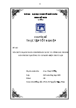 Tổ chức hạch toán chi phí sản xuất và tính giá thành sản phẩm tại Công ty cơ khí - Điện Thuỷ Lợi