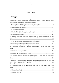 Xoá đói giảm nghèo thông qua dự án Hỗ trợ giảm nghèo - GTZ tại hai Huyện Tân Lạc và Lạc thuỷ tỉnh Hoà Bình - Thực trạng và giải pháp