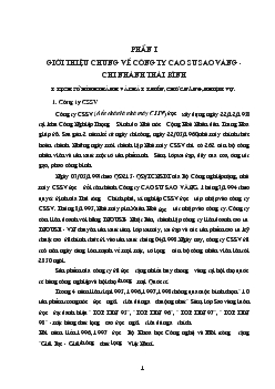 Báo cáo Thực tập tại Công ty Cao su Sao Vàng - Chi nhánh Thái Bình