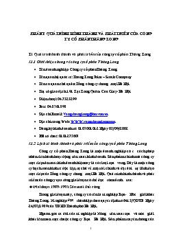 Báo cáo Thực tập tại Công ty Cổ phần Thăng Long
