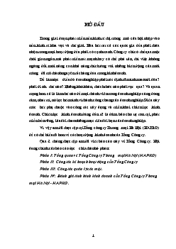 Báo cáo Tổng hợp về công tác kế hoạch hoạt động & công tác quản lý các mặt của tổng Công ty thương mại hà nội (hapro)