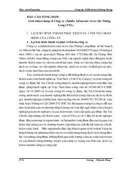 Báo cáo Tổng hợp về Công ty cổ phần kiểm toán và tư vấn thăng long (ttl) và đặc điểm tổ chức bộ máy và công tác kế toán tại Công ty llt