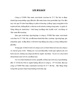 Báo cáo Tổng hợp về tình hình hoạt động của Công ty trách nhiệm nhà nước một thành viên bao bì 27-7 hà nội & hoạt động của phòng tổ chức - đào tạo