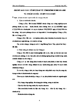 Báo cáo Tổng hợp về tình hình kinh doanh và quản lý, tổ chức bộ máy kế toán và công tác kế toán, tại Công ty tây hồ