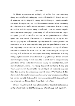 Chính sách thương mại hướng về Xuất khẩu của Thái Lan trong quá trình hội nhập kinh tế quốc tế