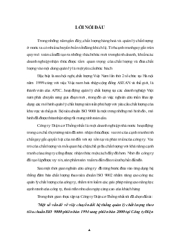 Chuyển đổi hệ thống quản lý chất lượng theo tiêu chuẩn ISO 9000 phiên bản 1994 sang phiên bản 2000 tại Công ty Điện cơ Thống nhất