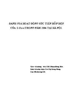 Đánh giá hoạt động xúc tiến hỗn hợp của Sfone trong năm 2004 tại Hà Nội